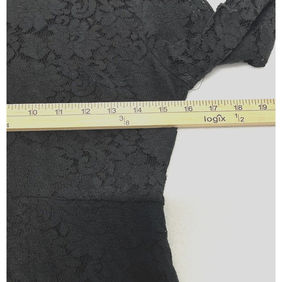 Lulus Black Lace Flair Mini Dress Small Whimsigoth Fairy Grunge Wednesday Adams - Picture 3 of 13